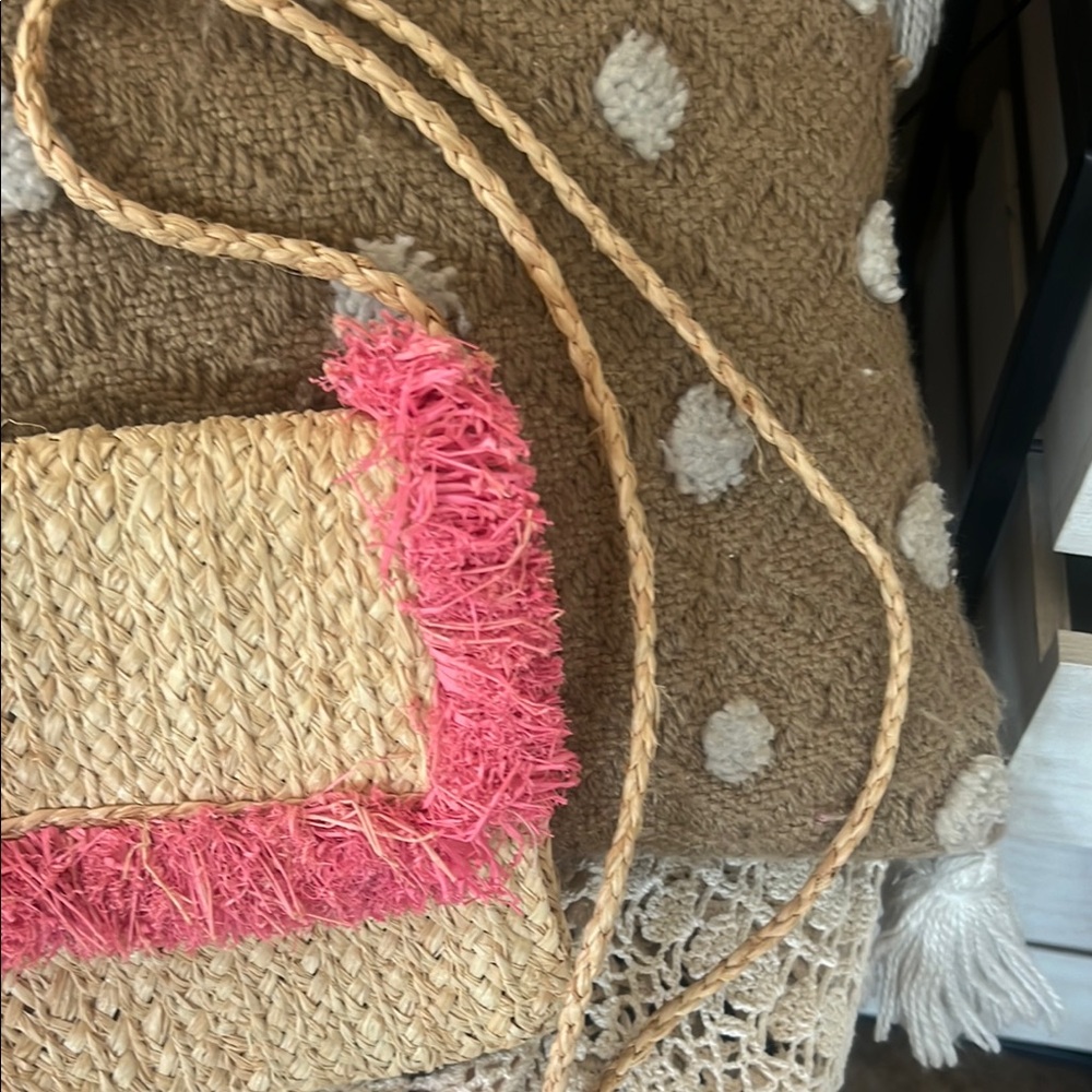 Bujibaja Pink and Tan Shoulder Bag with Furry Trim - Picture 2 of 8